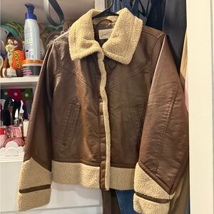 Brown leather jacket